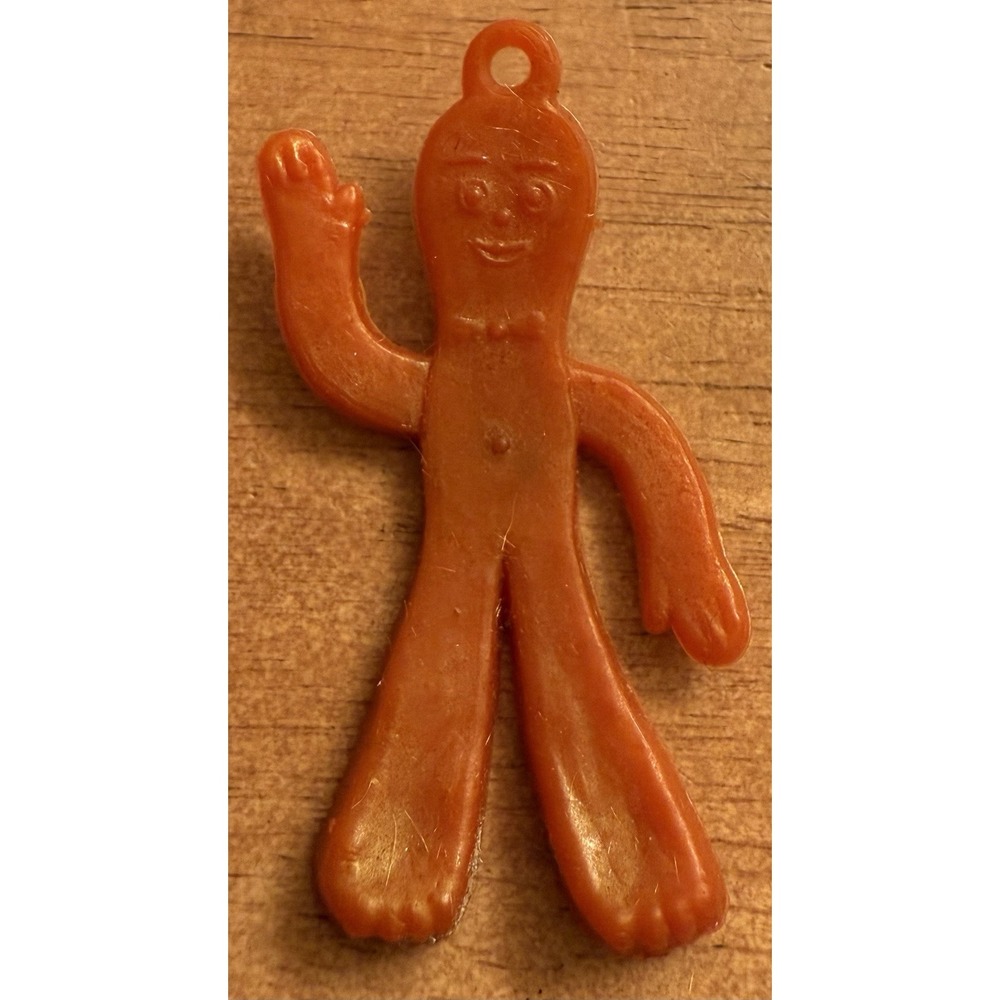 Vintage Orange Plastic Flat GUMBY Charm Toy Jewelry‎ 2"